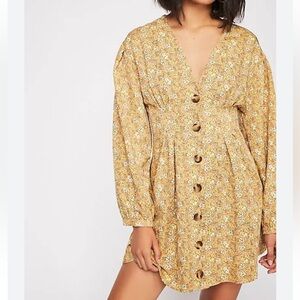Free People Floral Button-Down Mini Dress